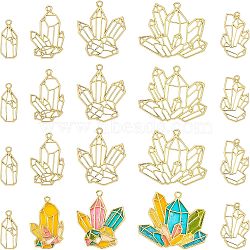 Olycraft Alloy Open Back Bezel Pendants, For DIY UV Resin, Epoxy Resin, Pressed Flower Jewelry, Diamond, Golden, 20pcs/box(PALLOY-OC0002-06-RS)