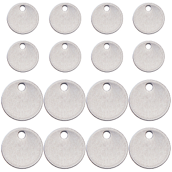 260Pcs 2 Style 304 Stainless Steel Charms, Stamping Blank Tag Pendants, Flat Round, Stainless Steel Color, 8~10x0.8~1mm, Hole: 1mm, 130pcs/style