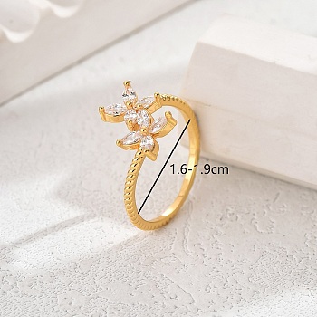 Flower Design Ladies Ring for Daily Wear, Dating and Vacation, Golden, Inner Diameter: 17mm