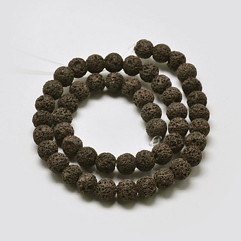 Natural Lava Rock Round Bead Strands, Dyed, Coffee, 10mm, Hole: 1mm, about 38pcs/strand, 15.7 inch
