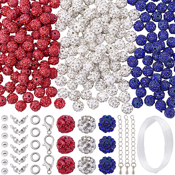 DIY Jewelry Making Kits, including Polymer Clay Beads, 304 Stainless Steel Bead Tips, Brass Beads & Chain Extender & Jump Rings, Alloy Clasps and Elastic Crystal Thread, Blue, 10x9.5mm, Hole: 1.5~1.8mm