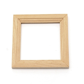 Square Birch Wood Photo Frame, Miniature Furniture Model, for Dollhouse Accessories Pretending Prop Decorations, BurlyWood, 57x57x6mm