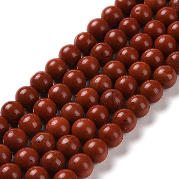 Natural Red Jasper Beads Strands, Round, 8mm, Hole: 0.8mm, about 47pcs/strand,  14.96 inch(38cm)