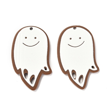 Christmas Theme 3D Printed Resin Pendants, DIY Earring Accessories, Ghost, White, Ghost Pattern, 37.5x24x2mm, Hole: 1.6mm