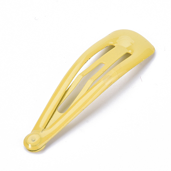 Spray Painted Iron Snap Hair Clips, with Enamel, Yellow, 46.5x13mm