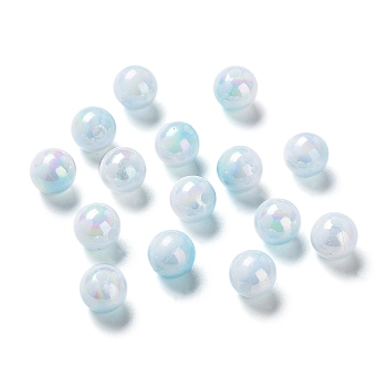 Two Tone Opaque Acrylic Beads, Round, Deep Sky Blue, 8mm, Hole: 1.8mm, about 2000pcs/500g