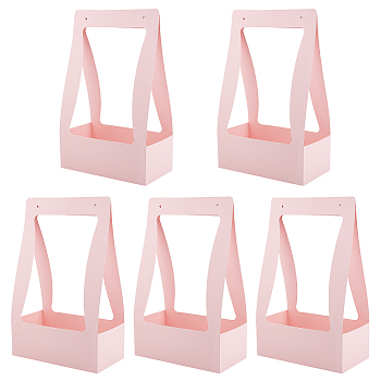 NBEADS Foldable Inspissate Paper Box, Portable Gift Packing Box, Bakery Cake Cupcake Box Container, Rectangle, Pink, 22.2x11.9x35.4cm