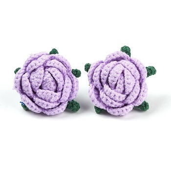 Cotton Knitting Artificial Flower, Ornament Accessories, Lilac, 56x61.5x39mm