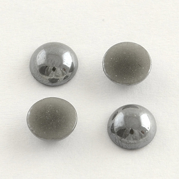 Pearlized Plated Opaque Glass Cabochons, Half Round/Dome, Gray, 7.5~8x3~4mm