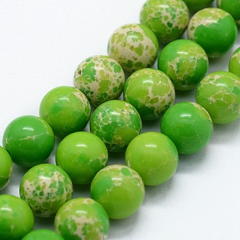 Synthetic Imperial Jasper Beads Strands, Dyed, Round, Lime, 8mm, Hole: 0.8mm, about 47pcs/strand, 14.96 inch(38cm)