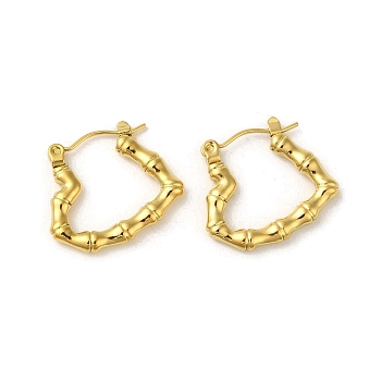 304 Stainless Steel Hoop Earrings for Women, Banboo Stick Shaped Heart, Golden, 18x2.5mm