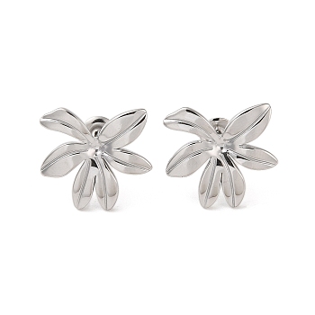 Flower 304 Stainless Steel Stud Earrings for Women, Stainless Steel Color, 20x20mm