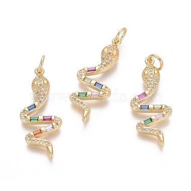 Golden Colorful Snake Brass+Cubic Zirconia Pendants