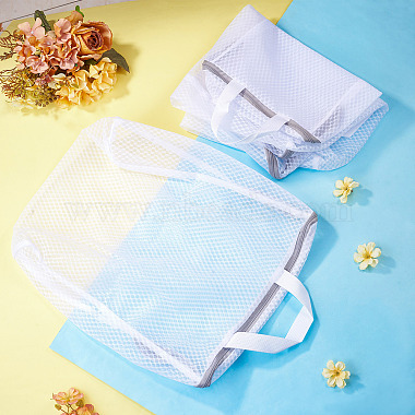 3pcs 3 styles sacs &agrave; linge en maille polyester avec fermeture &eacute;clair et poign&eacute;es(ABAG-TA0002-19)-6