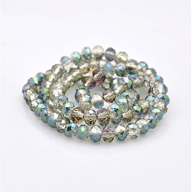 Half Rainbow Plated Faceted Rondelle Electroplate Glass Beads Strands(GLAA-A024D-HR01)-2