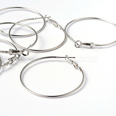 Platinum Color Brass Hoop Earrings(X-EC108-3NF)-3
