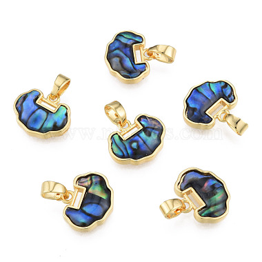 Breloques en coquille d'ormeau synthétique/coquille de paua avec de vrais accessoires en laiton plaqué 18k or véritable(KK-N233-426)-2