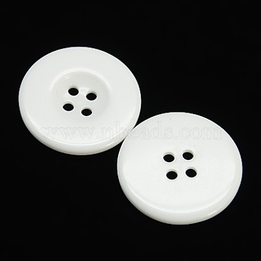 15mm White Flat Round Resin 4-Hole Button