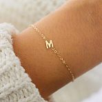Simple Style Alloy Letter Link Bracelets, Cable Chain Jewelry for Women, Gold, Letter M, 7-7/8 inch(20cm)(WG5F19A-11)