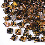 2-Hole Transparent Glass Seed Beads, Antique Style, Square, Black, 5x4.5~5.5x2~2.5mm, Hole: 0.5~0.8mm(SEED-S023-30C-03)