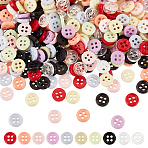 500Pcs 10 Colors Nylon Buttons, 4-Hole, for Doll Clothing Accessories, Flat Round, Mixed Color, 6x1.5mm, Hole: 0.9mm, 50pcs/color(BUTT-FG0001-22)