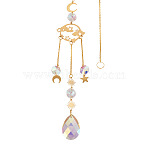 1Pc Faceted Glass Sun Catcher Pendant Decorations, with Brass and Iron Findings, for Home, Garden Decor, Planet, Golden, 450mm(AJEW-TA0002-90)