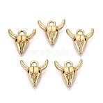 304 Stainless Steel Pendants, Cattle Charms, Golden, 11.5~12x11.5~12x3.5mm, Hole: 1.7~1.8mm(STAS-T075-08G)
