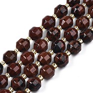 Natural Brecciated Jasper Beads Strands, with Seed Beads, Faceted Bicone Barrel Drum, 7~8x7~8mm, Hole: 1mm, about 35~38pcs/strand, 13.82 inch~14.84 inch(35.1~37.7cm)(G-N326-100-01)