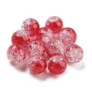 Transparent Spray Painting Crackle Glass Beads, Round, Red, 10mm, Hole: 1.6mm, 200pcs/bag(GLAA-L046-01A-15)