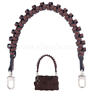PU Leather Woven Bag Handles, with Alloy Swivel Clasps, for Bag Straps Replacement Accessories, Coconut Brown, 44x2.2x2cm(AJEW-WH0367-59B)
