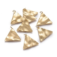 Ion Plating(IP) 304 Stainless Steel Pendants, with Jump Rings, Textured, Triangle, Golden, 18.5x21x1mm, Hole: 2.6mm(STAS-I164-012G)