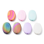 UV Plating Rainbow Iridescent Acrylic Beads, Oval, Mixed Color, 30x21x5.5mm, Hole: 2.8mm(OACR-A029-16)