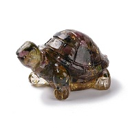Resin Home Display Decorations, with Natural Tourmaline Chips and Gold Foil Inside, Tortoise, 50x30x27mm(G-PW0005-10B)