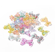 Transparent Acrylic Beads, Bowknot, Polka Dot Pattern, Mixed Color, 22.5~25x31.5~33.5x5~7mm, Hole: 2.5mm(OACR-P011-01F)