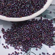 MIYUKI Delica Beads, Cylinder, Japanese Seed Beads, 11/0, (DB1694) Silver Lined Glazed Dark Cranberry AB, 1.3x1.6mm, Hole: 0.8mm, about 2000pcs/10g(X-SEED-J020-DB1694)
