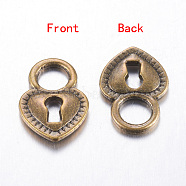 Tibetan Style Alloy Pendants, Lead Free and Cadmium Free, Antique Bronze, Heart, 17.5x12mm, Hole: 5.5mm, about 1099pcs/1000g(TIBEP-LF0635YKG-AB-LF)