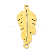 Ion Plating(IP) 201 Stainless Steel Connector Charms, Feather Links, Golden, 26x11x1mm, Hole: 1.8mm(STAS-G296-18G)