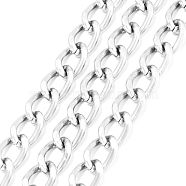 Aluminium Twisted Curb Chains, Diamond Cut Chains, with Spool, Silver Color Plated, 10x6.5x1.8mm(X-CHA-K001-06S)