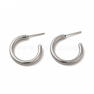 304 Stainless Steel Ring Stud Earrings, Half Hoop Earrings for Women, Stainless Steel Color, 20.5x20x2mm, Pin: 0.7mm(EJEW-C004-12A-P)