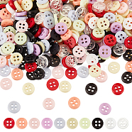 500Pcs 10 Colors Nylon Buttons, 4-Hole, for Doll Clothing Accessories, Flat Round, Mixed Color, 6x1.5mm, Hole: 0.9mm, 50pcs/color(BUTT-FG0001-22)