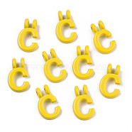 Spray Painted Alloy  2-Loop Link Pendants, Cadmium Free & Lead Free, Letter, Letter.C, 13.5x8x1.5mm, Hole: 2mm(X-PALLOY-T075-48C-RS)