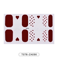 Fruit Floral Leopard Print Full Wrap Nail Polish Stickers, Self-Adhesive Glitter Powder Nail Decal Strips, with Free Manicure Buffer Files, Dark Red, 25x8.5~15mm, 14pcs/sheet(MRMJ-T078-ZA096)