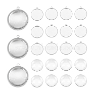 DIY Blank Dome 304 Stainless Steel Pendant Making Kits, Stainless Steel Color, Tray: 20mm, 24.5x21.8x2mm, Hole: 1.8mm, 30pcs(DIY-UN0056-03B)