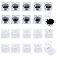 CHGCRAFT 24Pcs 2 Colors Transparent Plastic Ring Boxes, with Sponge, Jewelry Box, Square, Mixed Color, 4.55x4.55x4.2cm, 12pcs/color(OBOX-CA0001-005)
