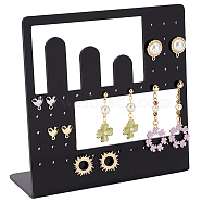 Opaque Acrylic Earring Display Stands, L-Shaped Earring Stud Organizer Holder, Rectangle, Black, 14.5x5.7x14.9cm, Hole: 2mm(EDIS-WH0016-017B)