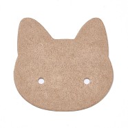Cat Shape Kraft Paper Earring Cards, Blank Ear Studs Cards, Jewelry Display Cards, BurlyWood, 35x35x0.5mm, Hole: 2mm, about 100pcs/bag(X-CDIS-TAC0002-04)
