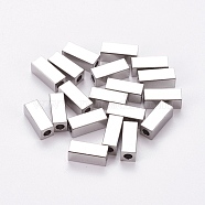 201 Stainless Steel Beads, Cuboid, Stainless Steel Color, 10x4x4mm, Hole: 2mm(STAS-L224-001A)