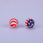 Printed Round Silicone Focal Beads, Dark Blue, 15x15mm, Hole: 2mm(SI-JX0056A-84)