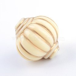 Lantern Plating Acrylic Beads, Golden Metal Enlaced, Beige, 14x14mm, Hole: 2mm(X-PACR-Q102-202A)