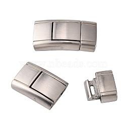 304 Stainless Steel Bayonet Clasps, Rectangle, Matte, Stainless Steel Color, 24x12.5x5.5mm, Hole: 3x10.5mm(STAS-G143-34P)